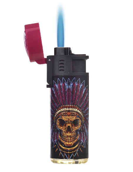 Briquet Jet Flame Feather & Skull Red-0