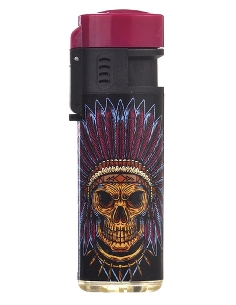 Briquet Jet Flame Feather & Skull Magenta
