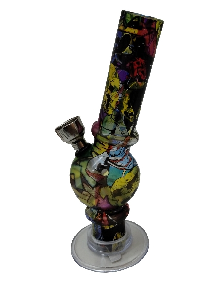 Bong Acrylique "All-Over-Print" Blanc 15cm